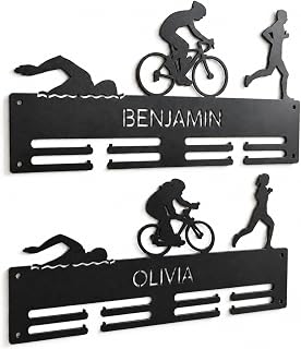 Personalisierter Triathlon-Medaillenhalter, individueller Name, Schwimmen, Radfa