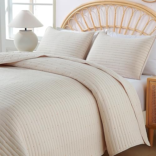 Miniatura 4 de Juego de edredones de tamaño King, reversible, ligero, suave, con 2 fundas de almohada (20 x 36 pulgadas) (blanco, 104 x 90 pulgadas)