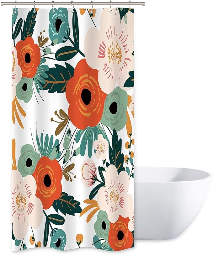 Riyidecor Small Stall Shower Curtain 36Wx72H Inch Half