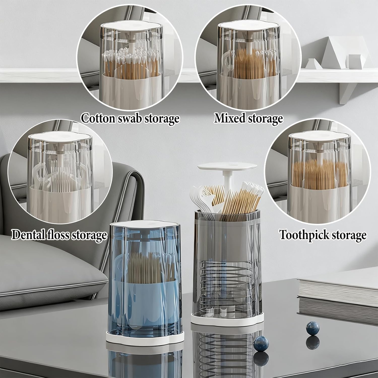 موزع اعواد اسنان متعدد الوظائف، حاوية حامل اعواد ت...