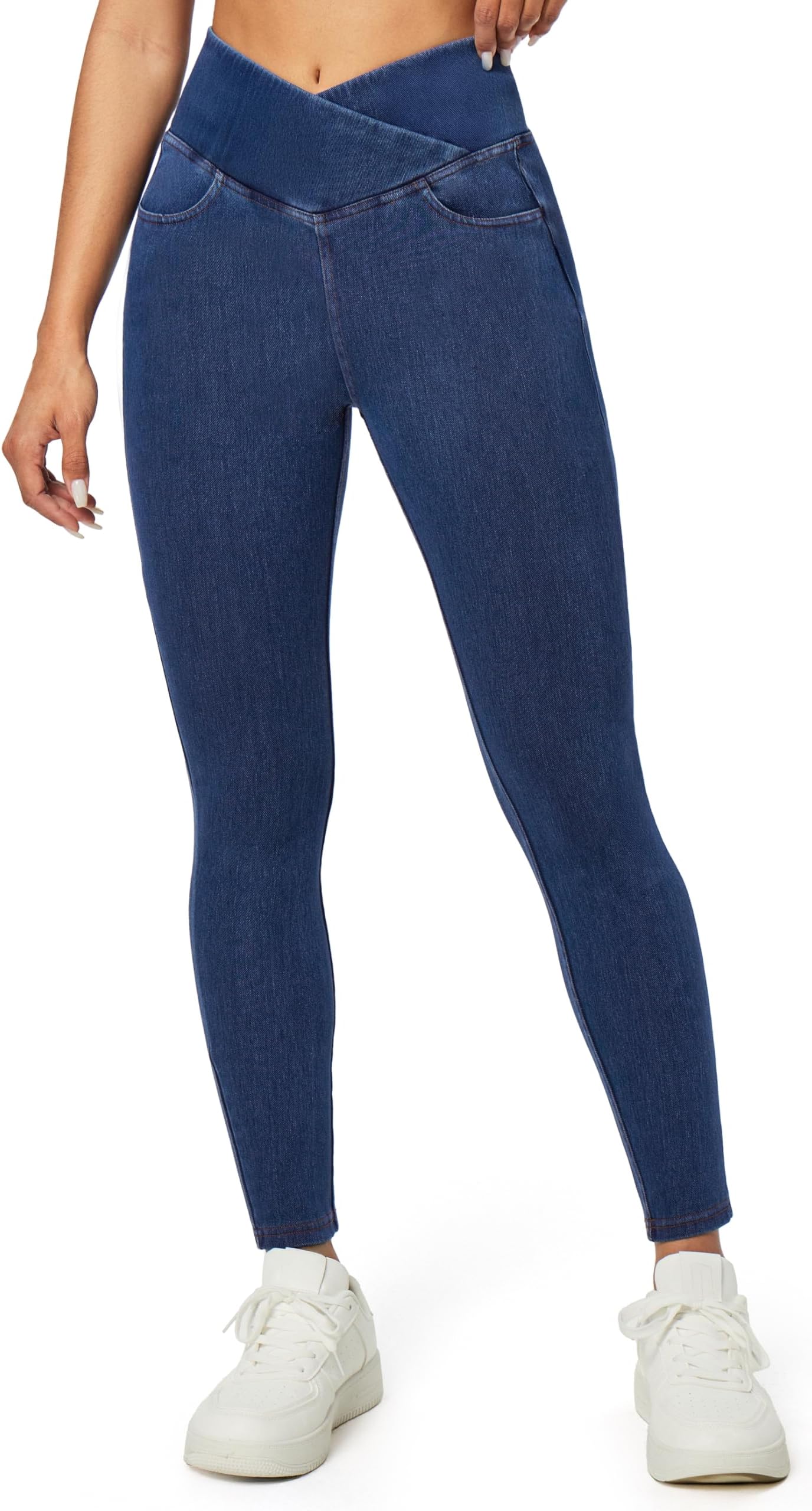 IUGA Stretchy Skinny Jeans for Women High Waist Pull on Jeggings Sweatpant Jeans Tummy Control Jean Leggings with Pockets