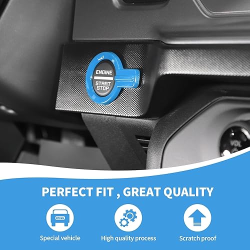 Vista 74 de Cubierta para botón de arranque Bronco, ajuste del botón de arranque del motor compatible con accesorios interiores Ford Bronco 2021-2023, fibra