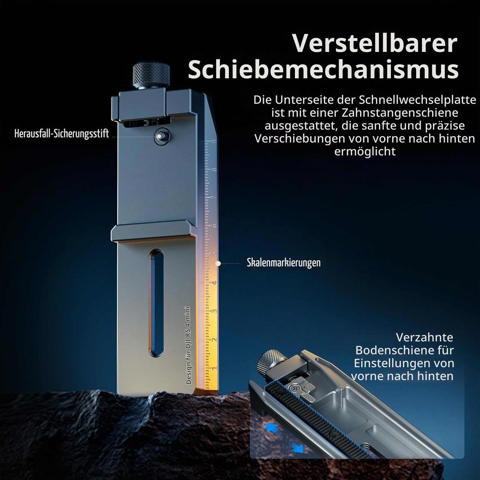 SMALLRIG 4,6-Zoll-Schnellwechselplattenadapter für Arca-Swiss für DJI RS 4 Mini Gimbal, Anti-Drop-Design und schnelle Montage – 5336