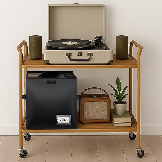 3PCS Vinyl Record Storage Box Holds 90 12-Inch Records Stackable Collapsible Records Case LP Organizer Crate with Dust-Proof Lid Portable Handle for Collecting Valuable Album