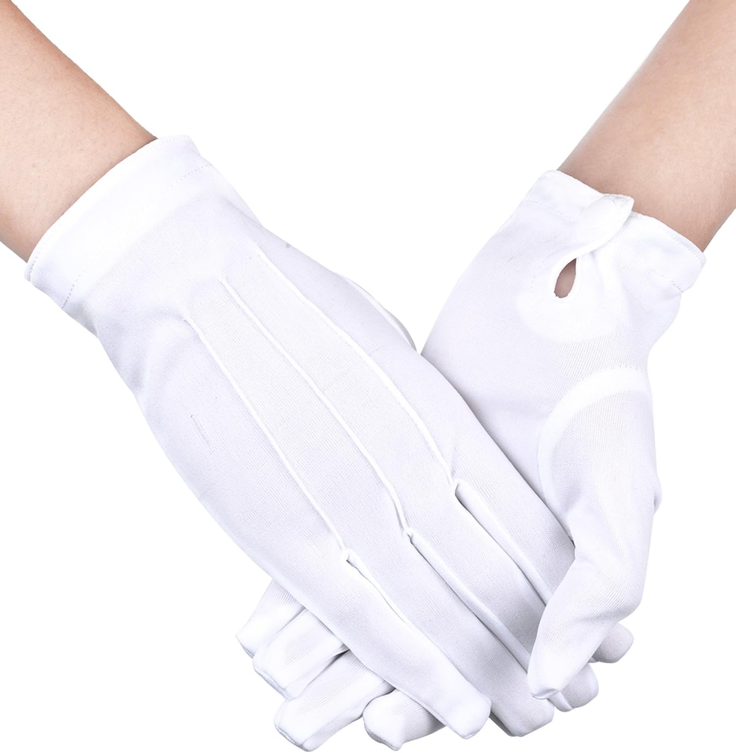 Sumind 2 Pairs White Nylon Gloves with Snap Closure for Police Formal Tuxedo Honor Guard Costume Parade Gloves, 9.05 Inches : Clothing, Shoes & Jewelry