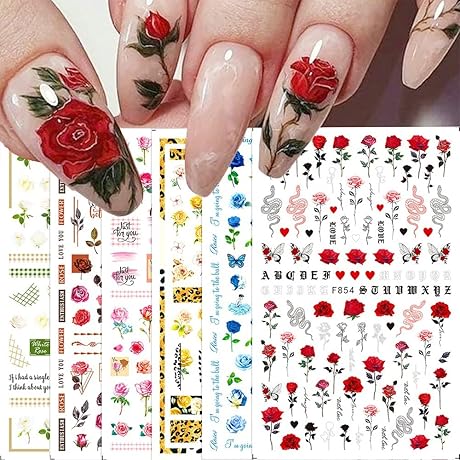 Flower Nail Art Stickers for Acrylic Nails