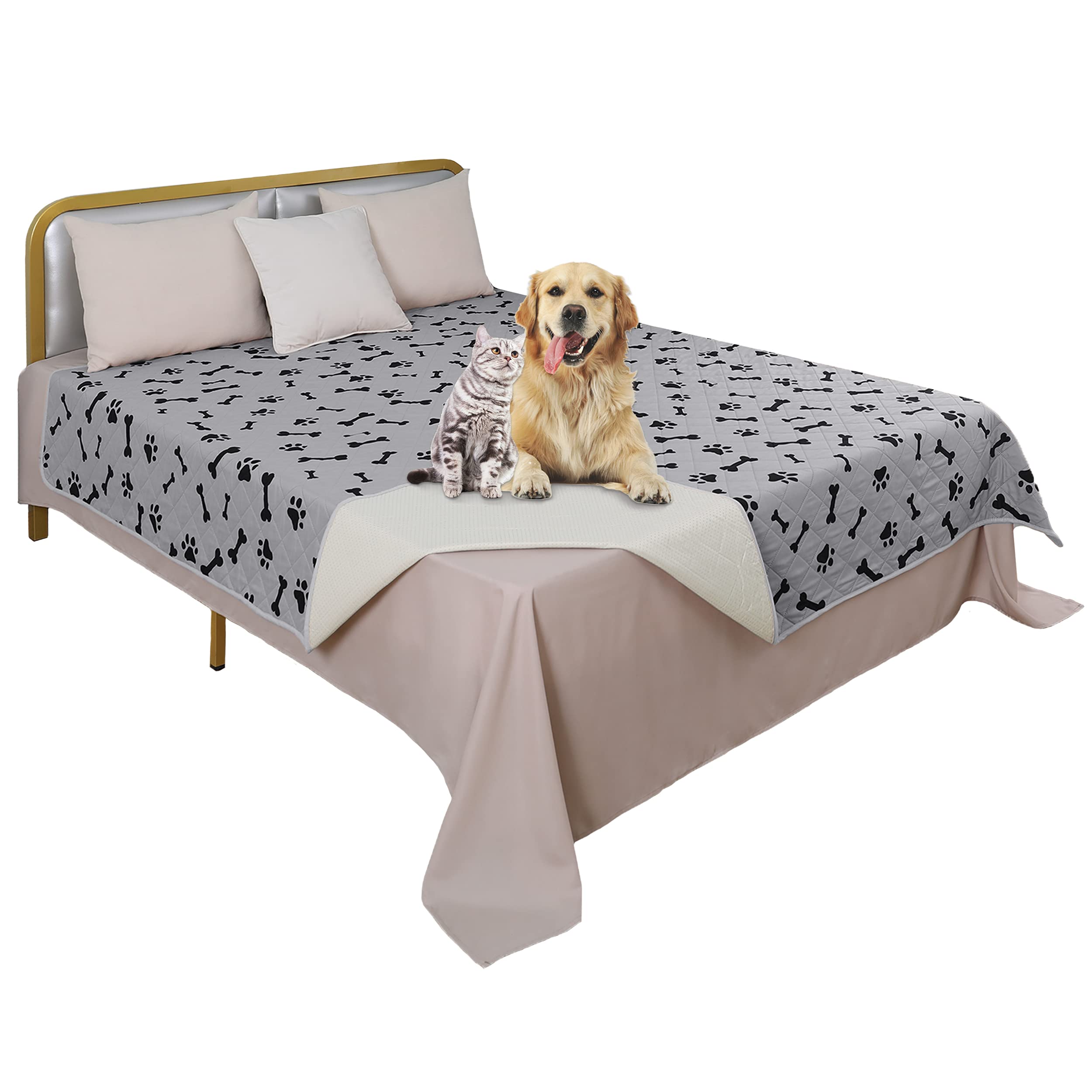 nanbowang Waterproof Blankets for Dogs Dog Bed Covers for Large Dogs, Water Absorb Training Pads (10282 Gray)