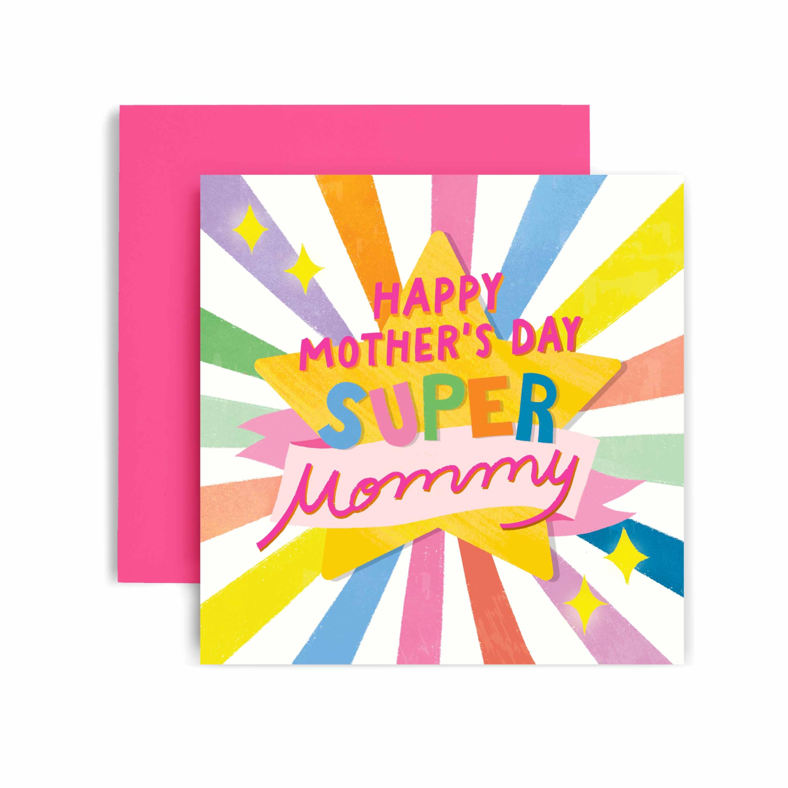 Huxters Happy Mother's Day Card for Mommy Card for Her Super Star Pastel Card Card for Gift Mommy - 14.8cm (Mommy Mother's Day)