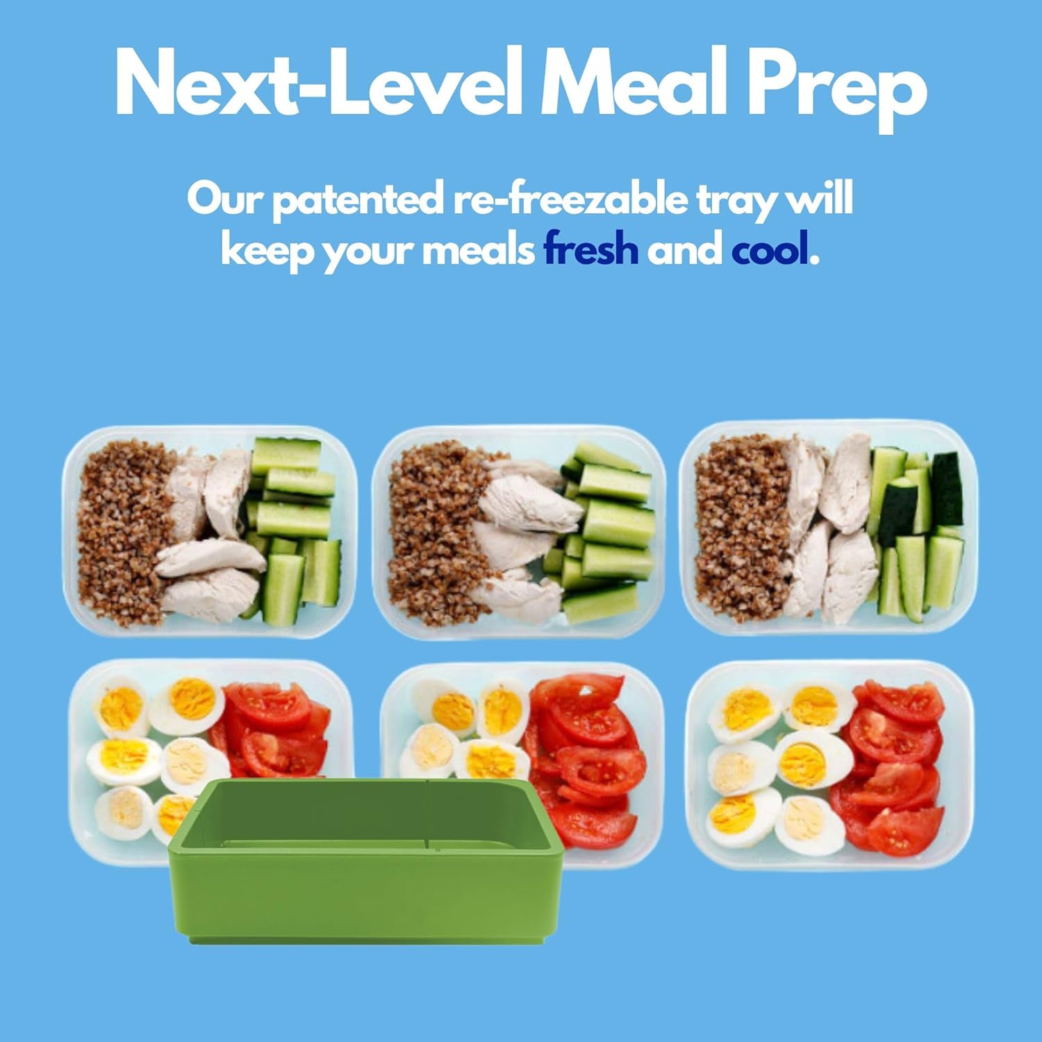 Chillybox Patented Lunch Box Cooler with Reusable Cooling Tray, Versatile Sealable Plastic Container - Lunchbags for Men and Women - Perfect for Worksites, Hiking, and Beach Days (Mojito Green)