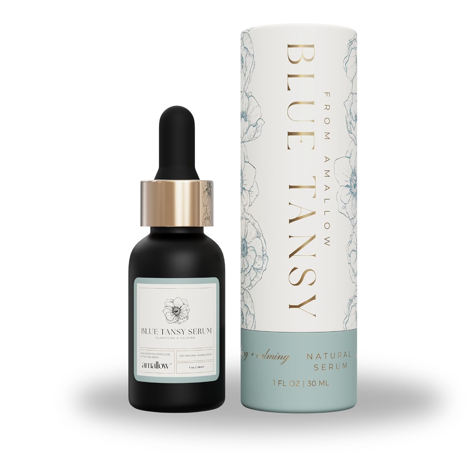 Amallow – Blue Tansy Face Serum – Anti-Aging Calming Botanical Facial Oil for Acne-Prone, Redness-Prone & Sensitive Skin – Rosehip & Jojoba – 1 oz