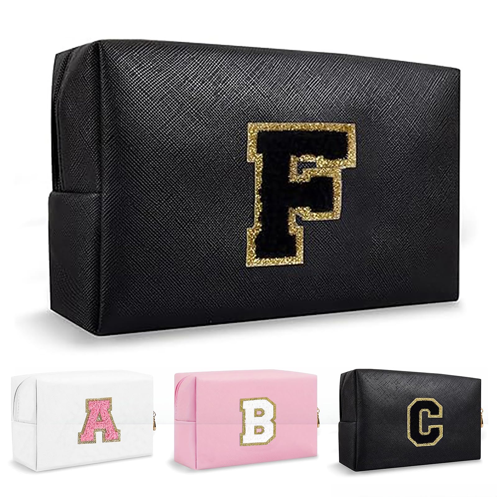 Bolsa de Maquillaje, Bolsa de Cosméticos Impermeable de Viaje, PU Cuero, Neceser de Baño, Bolsa De Aseo Y Almacenamiento para Mujer,Cosas Preppy para niñas Adolescentes (Letra A-Z) — view 190