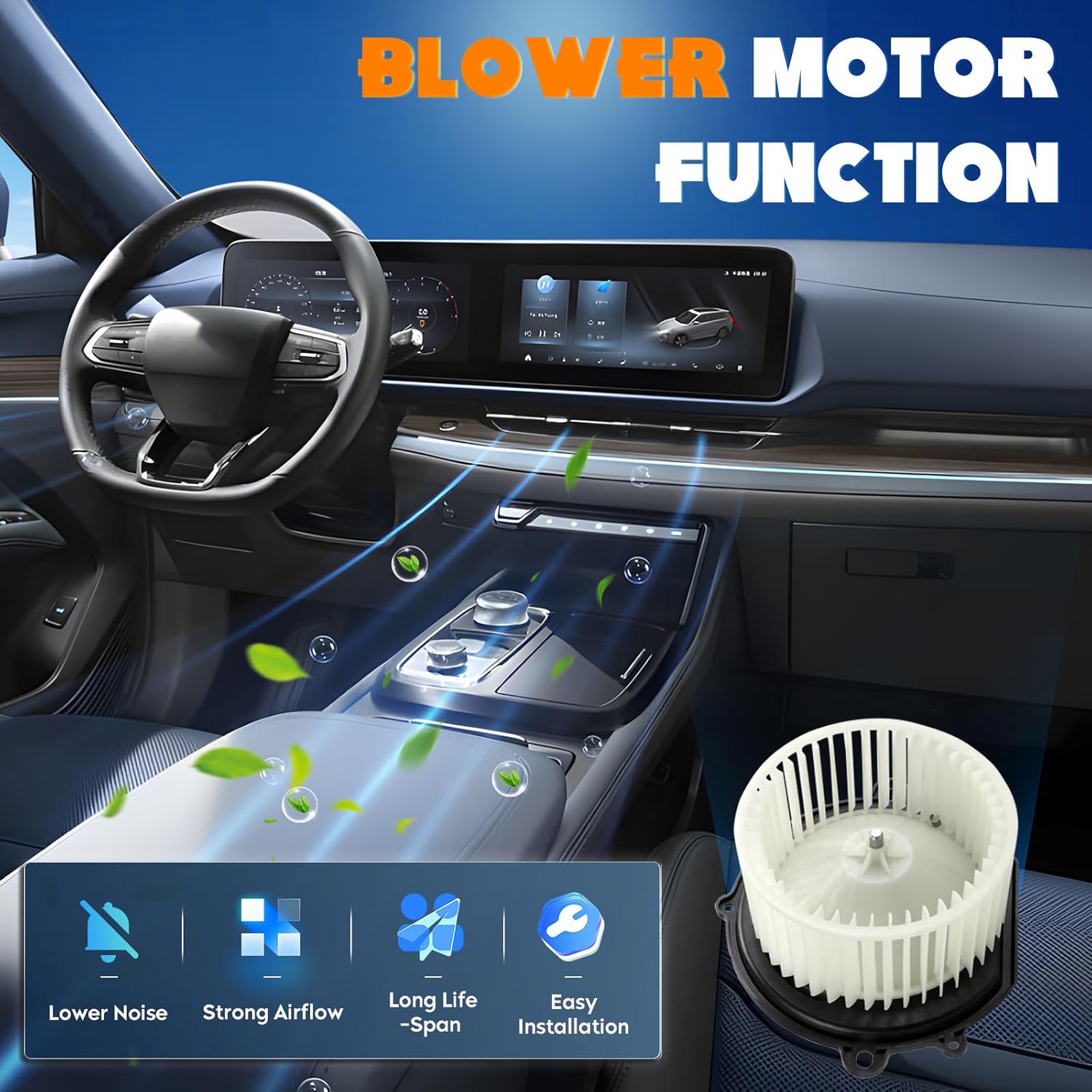 Heater Blower Motor with Fan Cage 700017 HVAC Blower Motor for Ford Taurus 1996-2007 Mercury Sable 1996-2005