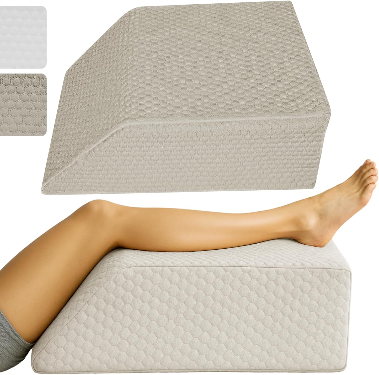 Leg Elevation Pillow for Sleeping, Swelling, Post Surgery - Memory Foam Bed Wedge Pillow- Support Cushion for Pregnancy, Leg, Foot Rest