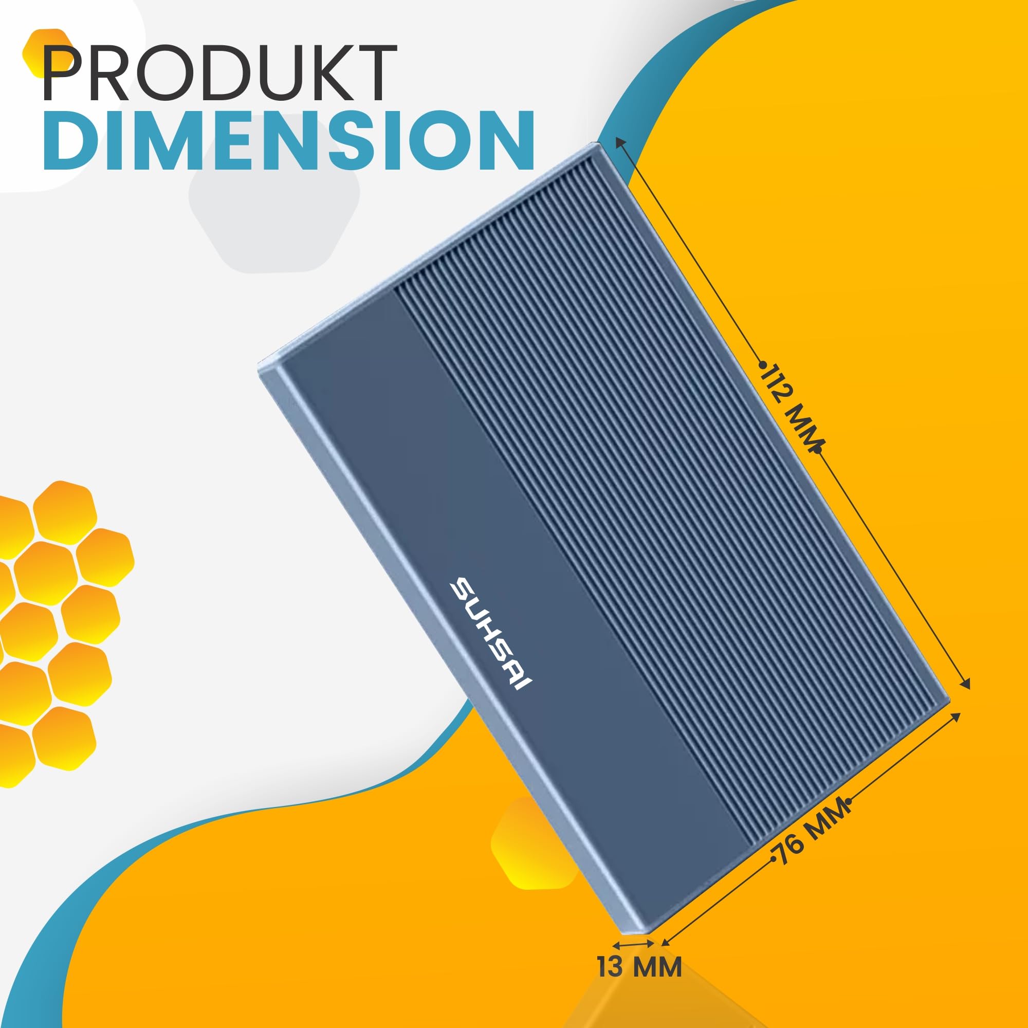 SUHSAI Externe Festplatte, 120 GB, Externe Festplatte, Backup-Laufwerk, USB 3.0, Hochgeschwindigkeits-Datenübertragungsfestplatte, kompatibel mit Mac, Laptop, Desktop-Spielekonsole - blau - 5