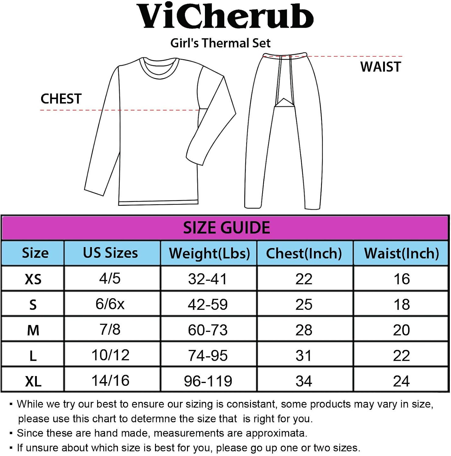 Girls Thermal Underwear Set Kids Long Johns Fleece Lined Base Layer Top & Bottom: Clothing, Shoes & Jewelry