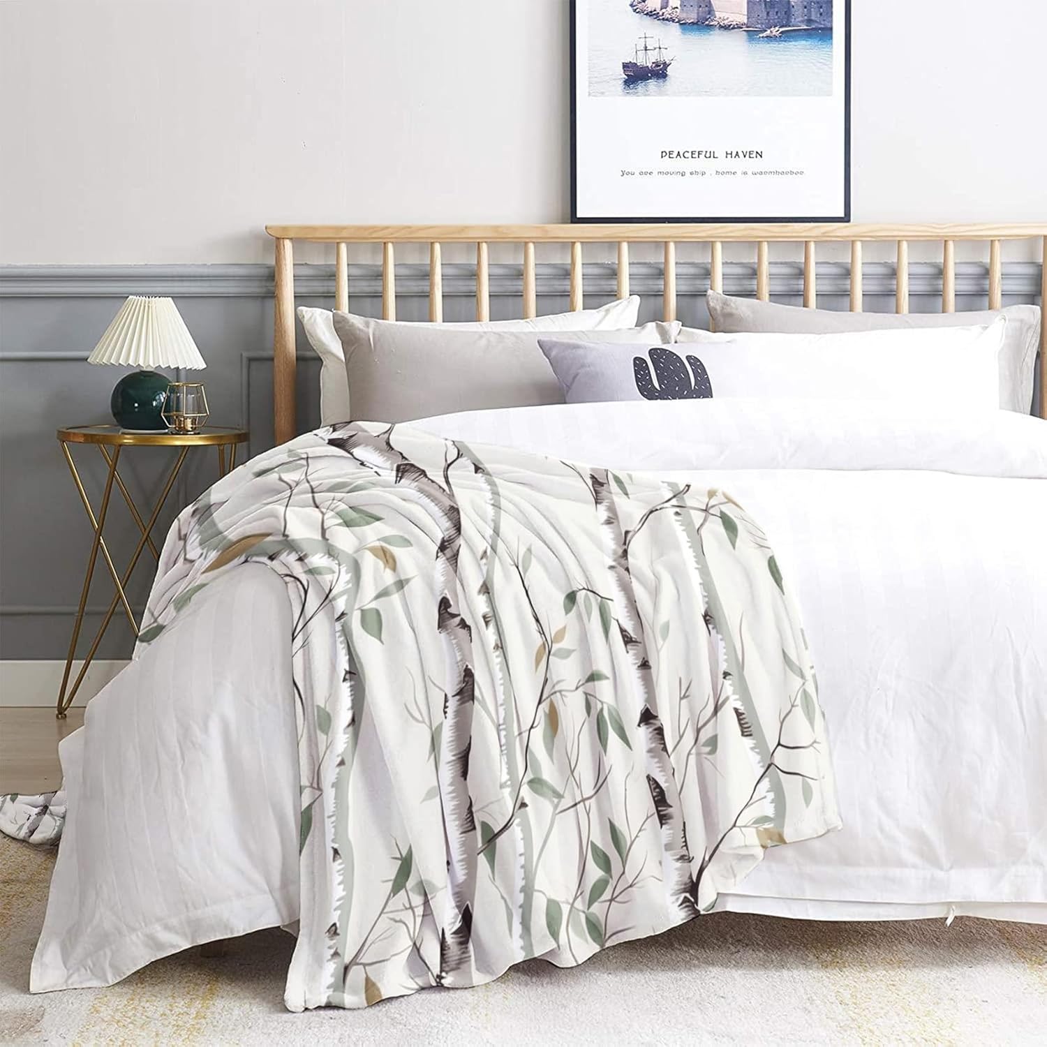 Birch Tree Blanket, Nature Fleece Throw Blanket Twin Size for Couch Bed Sofa, Forest Blankets and Throws, Decor & Gifts, Super Soft Plush Flannel Blanket, 60x80