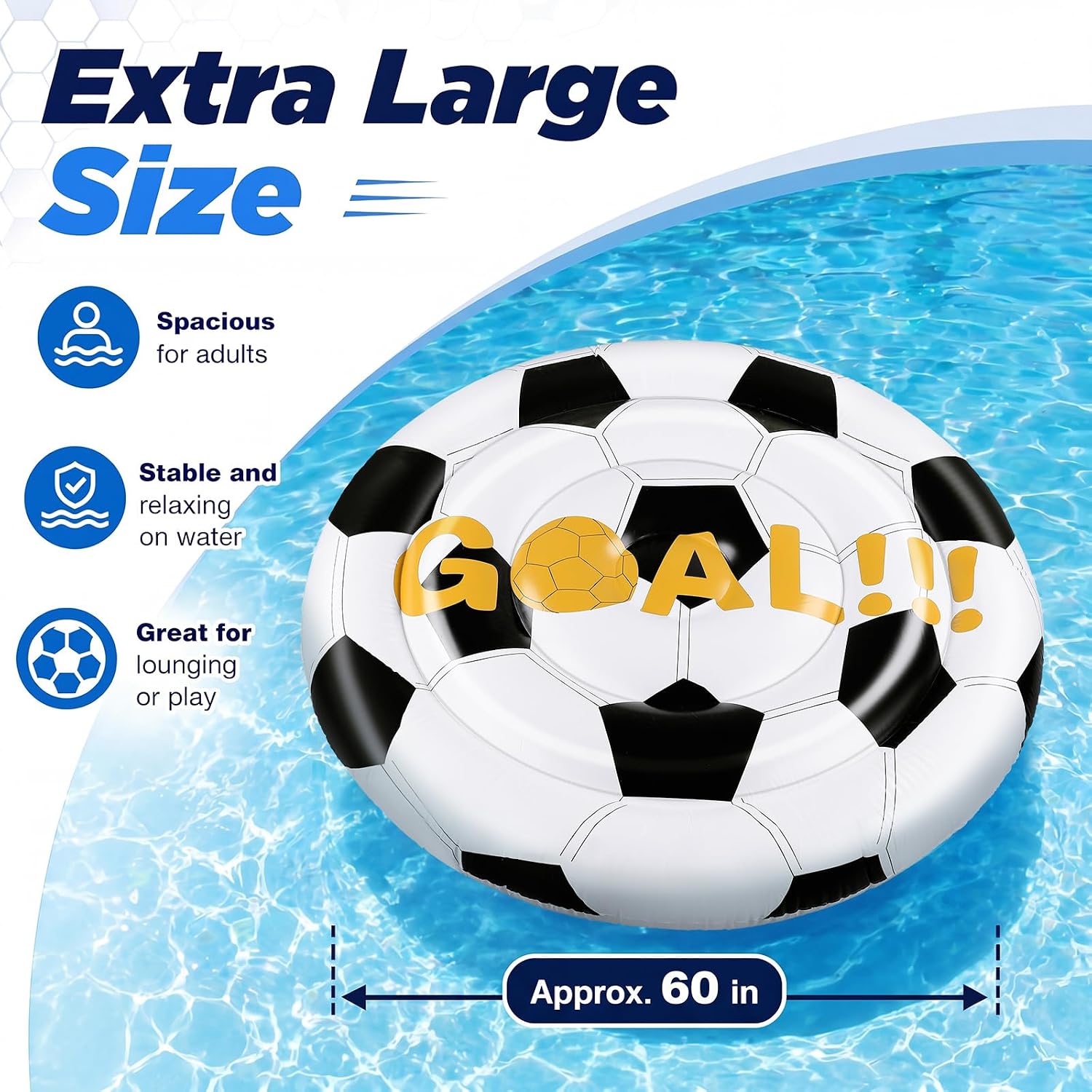 Soulchen 1 Pcs Inflatable Soccer Ball Giant Pool Float 60" Giant Inflatable Swimming Pool Raft Sport Float for Adult Summer Soccer Ball Beach Swimming Game Party Decorations