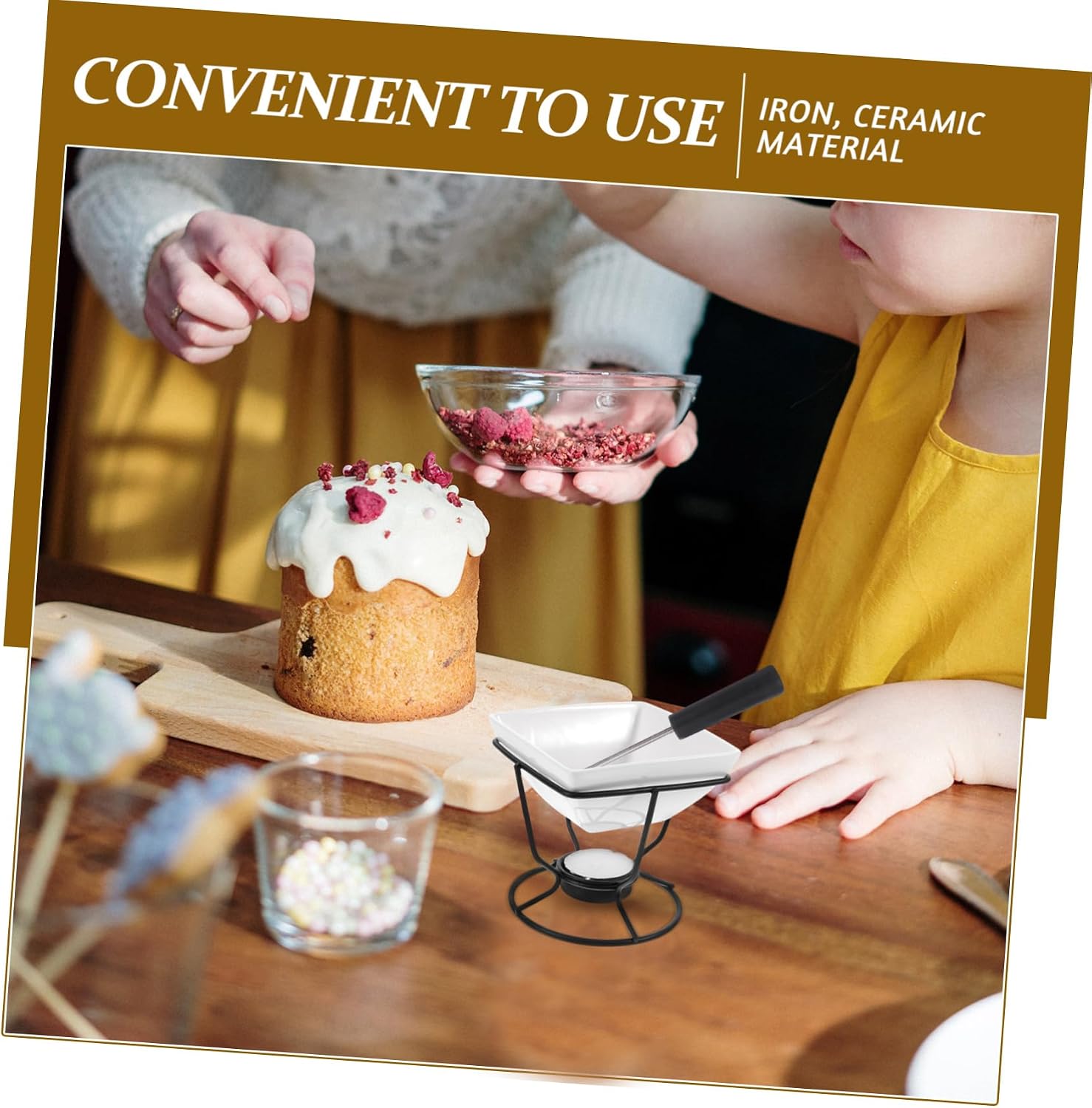 Chocolate Fondue Stove Cheese Melting Pot Hot Chocolate Furnace Kitchen Baking Tool Reusable Ceramic Pot