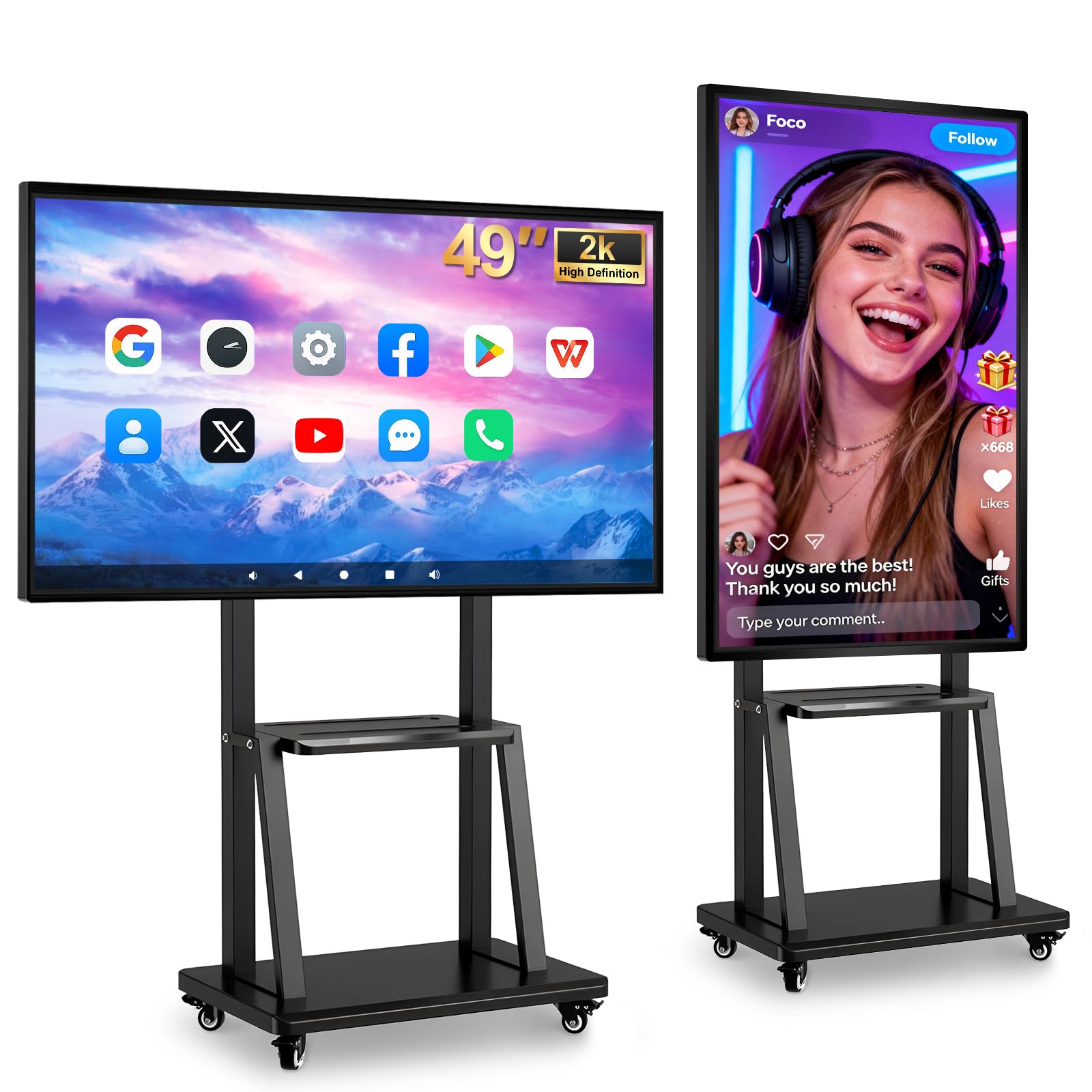 Smart Board 49 Inch Interactive Whiteboard RK3588 Flagship Chip 6ms Low Latency Android 12 8 64GB Wireless Cast