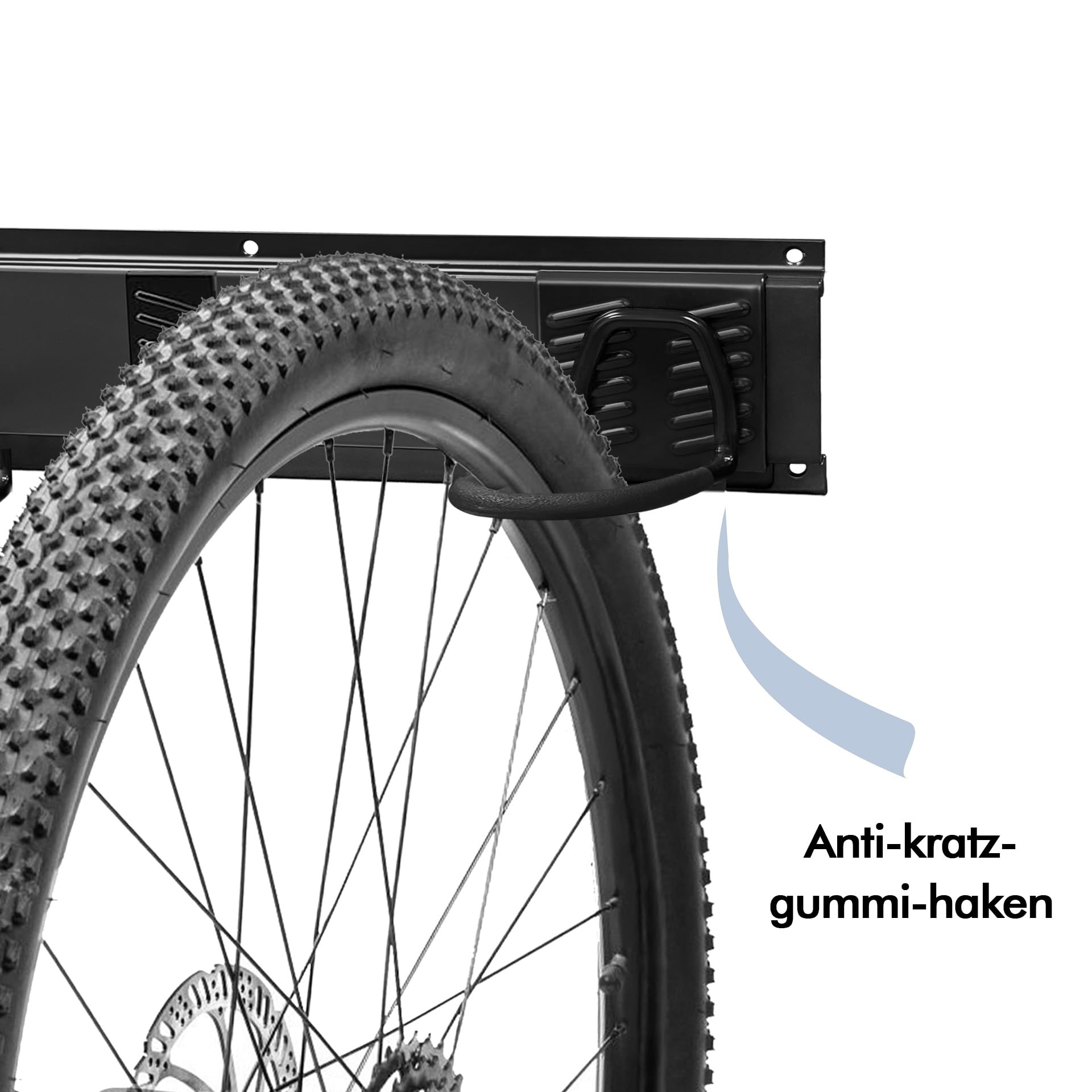 Mimoke Verstellbare Fahrrad Wandhalterung zur senkrechten Aufbewahrung, für mehrere Fahrräder, E-Bike, MTB & Rennrad, rutschfeste Haken (für 6 Fahrräder 4 Schienen)