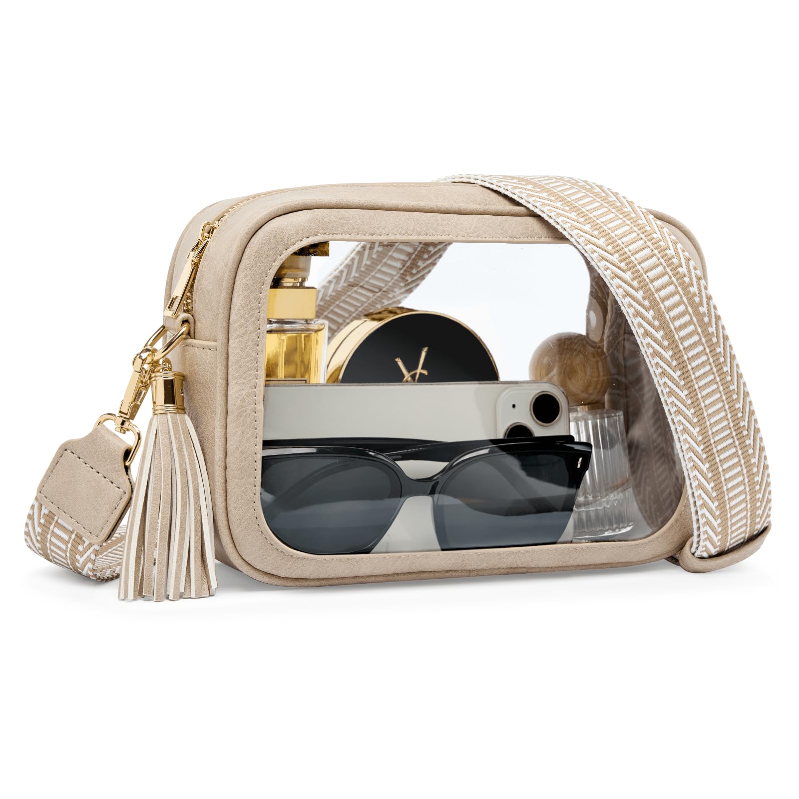 Unilily Transparente Tasche für Stadionveranstaltungen, durchsichtige Geldbörse, Stadion-zugelassen, Crossbody-Tasche für Konzerte, Sport, Festivals, Veranstaltungen, Damen