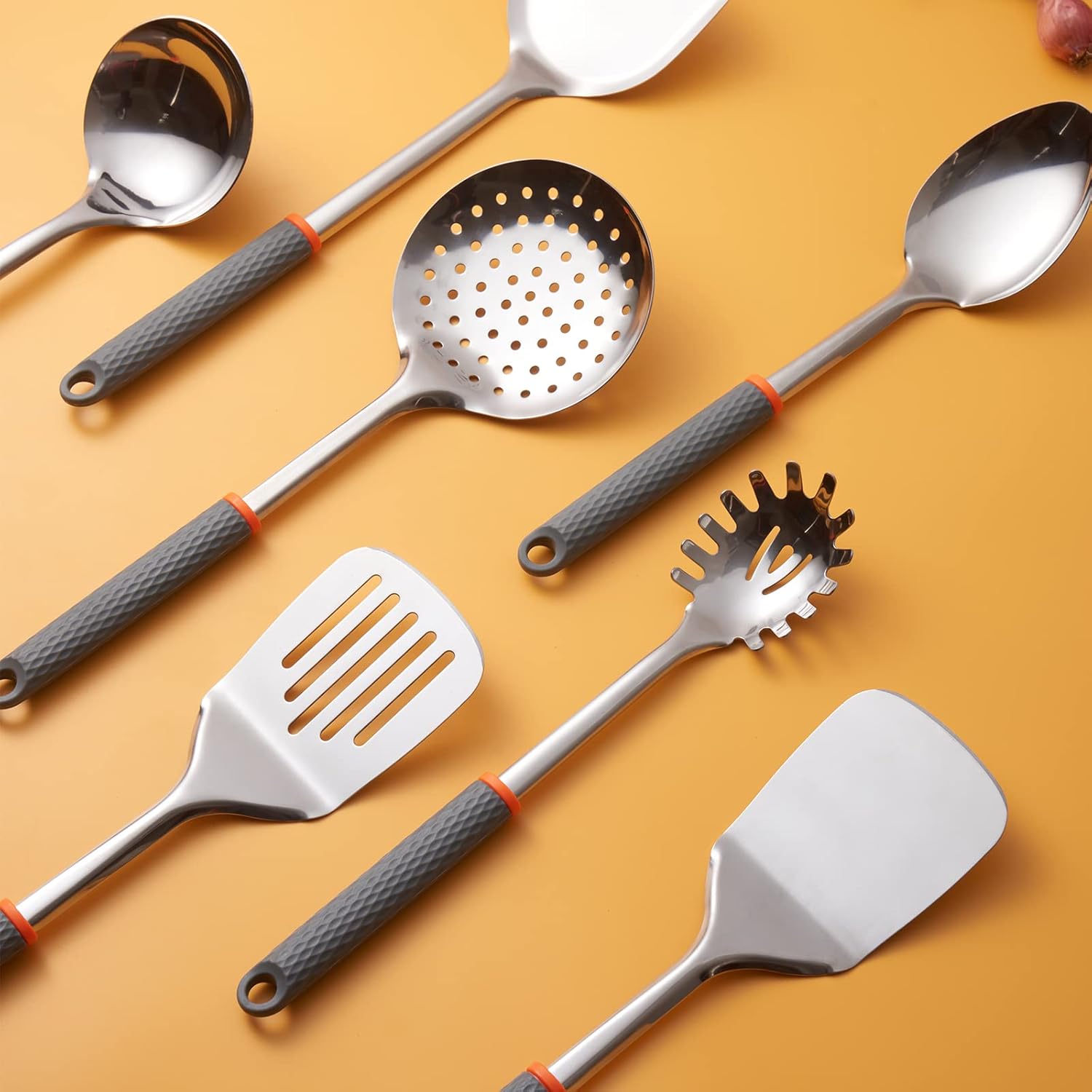 19 Pieces Kitchenware Set Silicone Handle Stainless Steel Kitchen Utensils Set