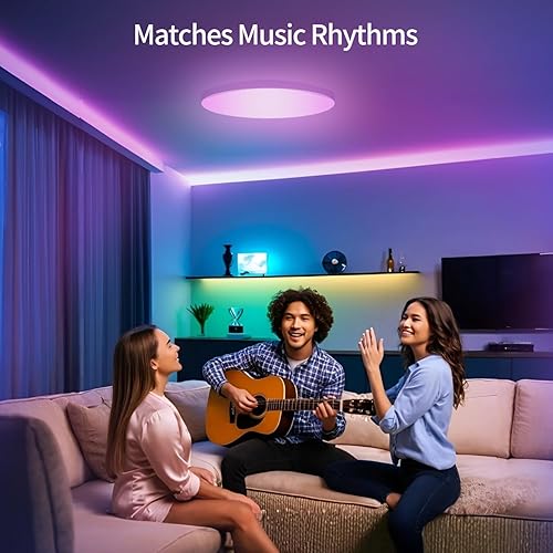 Miniatura 5 de Luces de techo LED inteligentes RGBCW que cambian de color, funciona con Alexa Google Home, lámpara de techo empotrada de 24 W, programador de