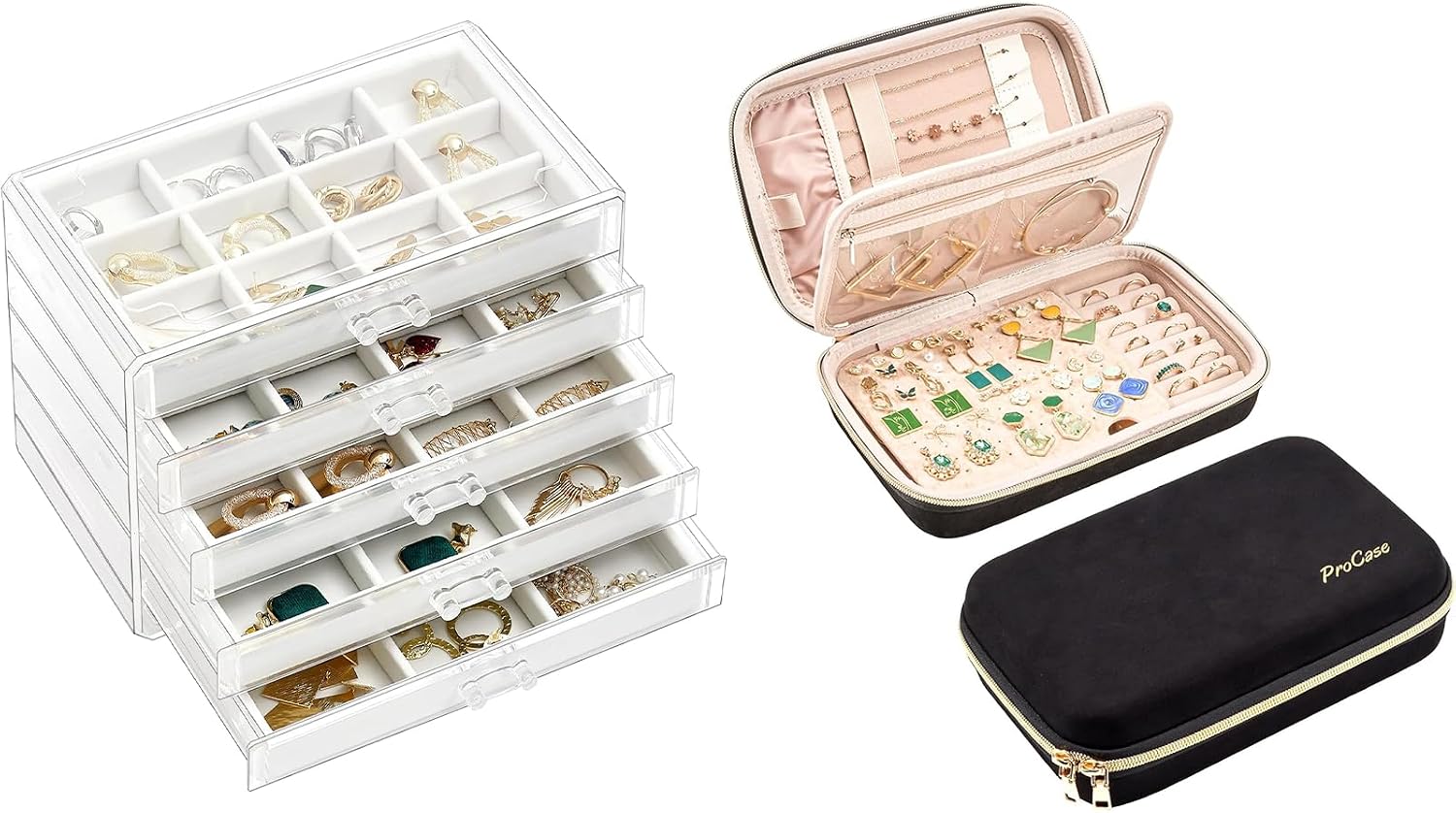 ProCase Jewelry Box Bundle with Travel Jewelry Organizer Case