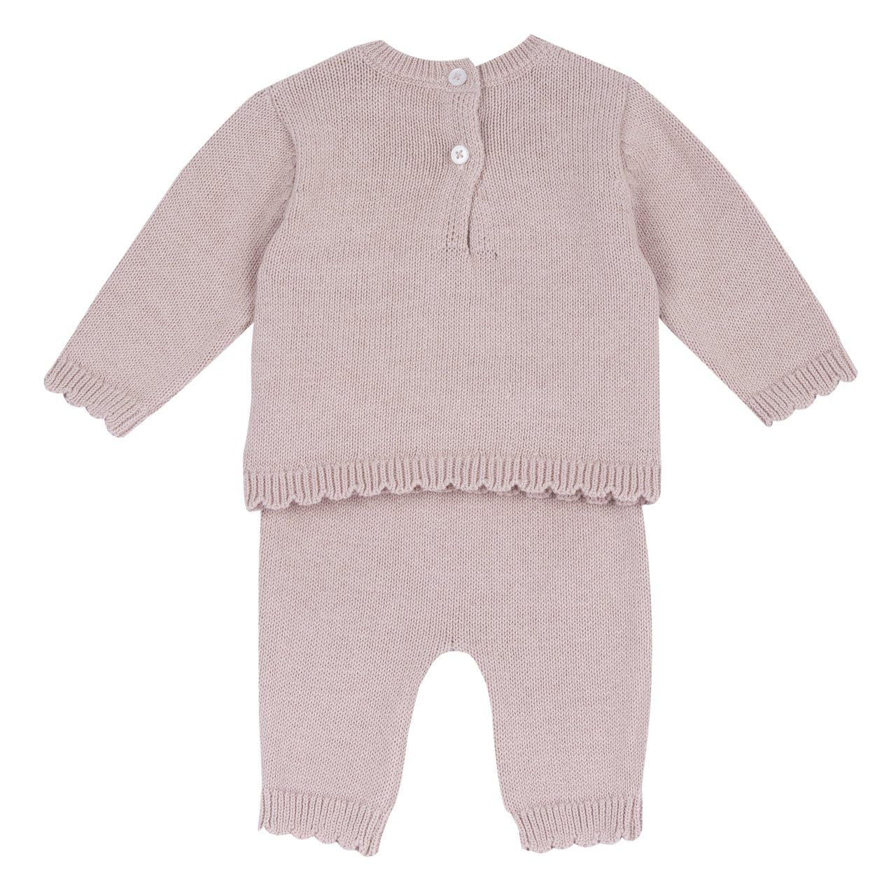 Chicco, Completo in maglia bambina, decorazione fiori, 100% Cotone