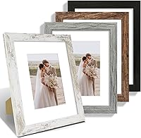 Vista 22 de Juego de 4 portarretratos de 4 x 6 pulgadas, hechos de vidrio real y marco de madera gris, exhibición en pared o mesa, para fotos de 3.5 x 5