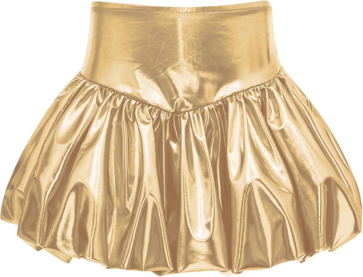 Loyan Kids Girls Dance Party A-Line Mini Skort for Stage Performance Shiny Bubble Skirt Ruffle Tutu Dress Skater Skirt