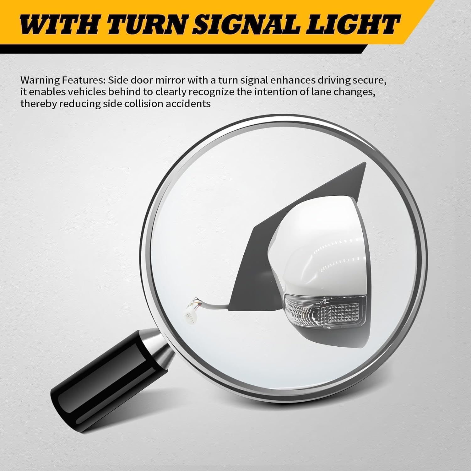 Left Driver Side Mirror Assembly Compatible with Corolla 2014-2018 Heated Power Turn Signal Light White TO1320295 (7Pins)