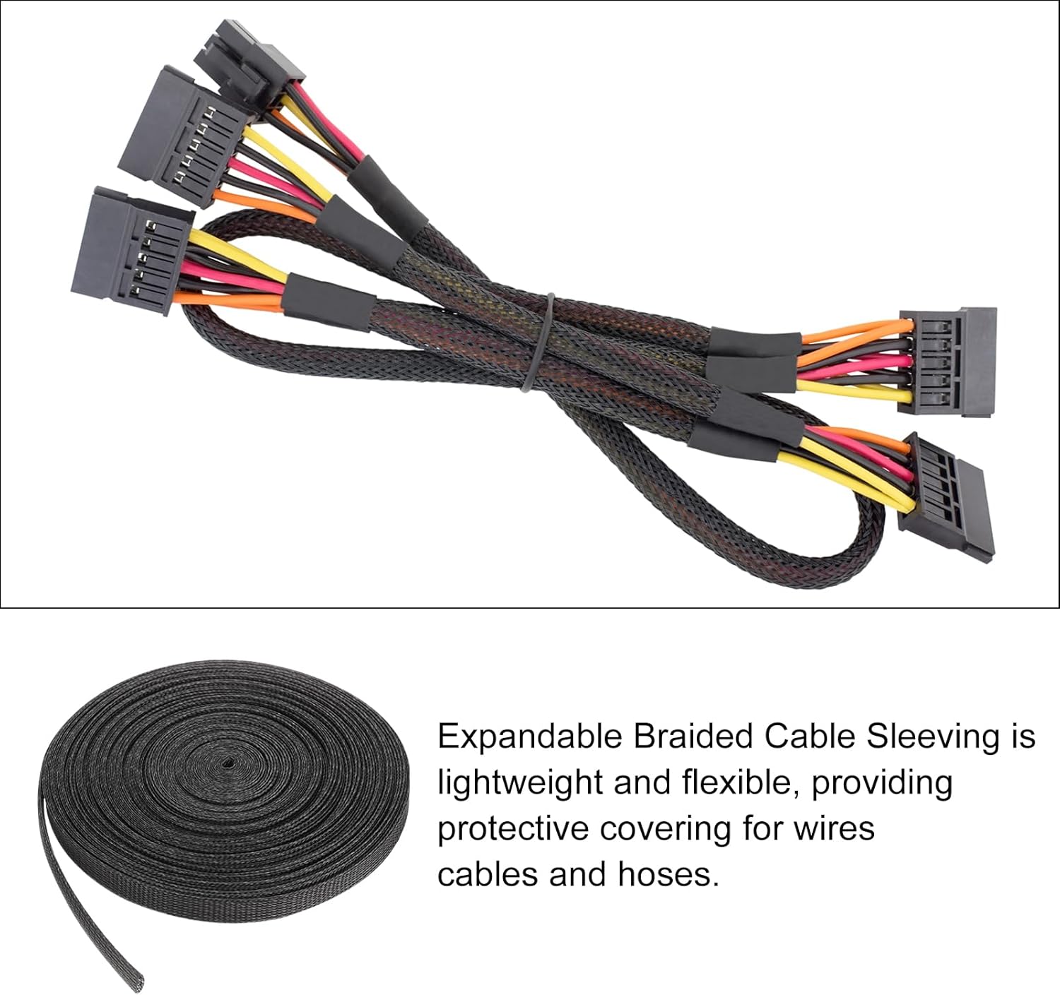 100ft PET Expandable Wire Loom 1 Inch, PET Braided Wire Sleeving Cable Management Sleeve Tubing [for Audio Video Home Office Cord Protector]-Black