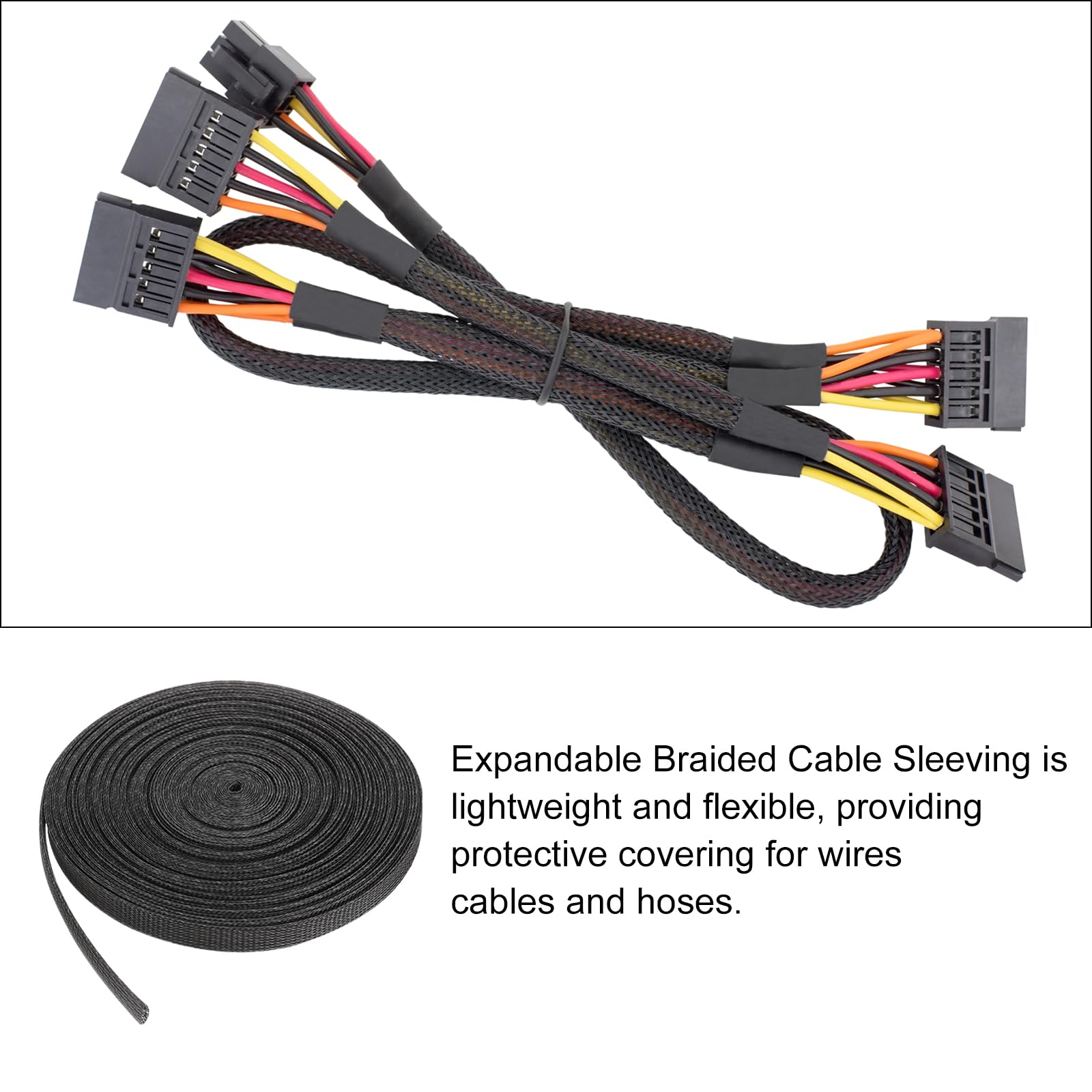 Manga Trenzada Expandible Pet para Cable De 1 Pulgada 100 Pies, Tubo De Manga para Organización De Cables De Pet [Protector De Cables para Audio Video Hogar Oficina]-Negro