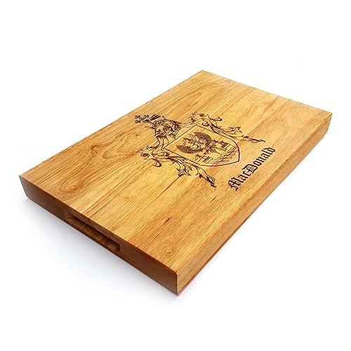 Custom Made Family Crest Butcher Block Cutting Board, Engraved Coat