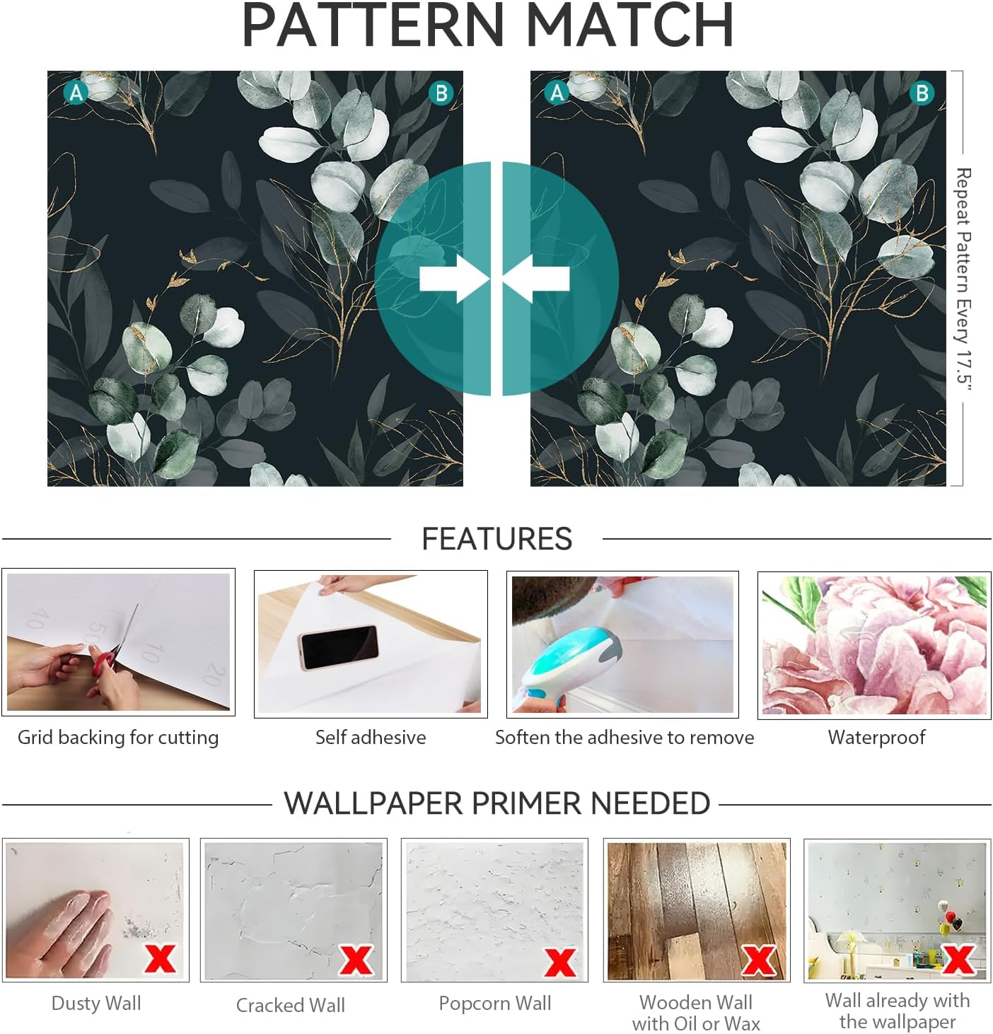 Dark Green Wallpaper with Gold Leaf Accent Dark Academia Wallpaper Peel and Stick Moody Botanical Nature Watercolor Removable Waterproof Luxury Green Contact Paper for Cabinets Boho 17.5x80