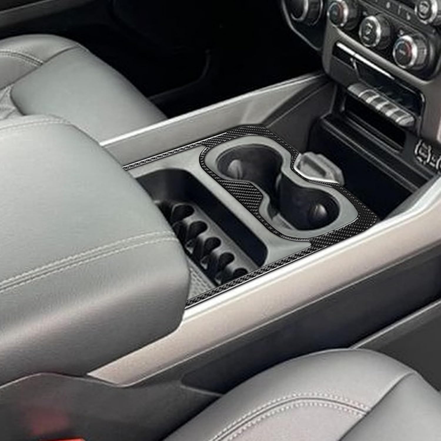 Carbon Fiber for Dodge RAM 2019-2023 Cover Sticker Protective Accessories Decoration Trim (Classic, Water Cup Holder Panel 22) image 2