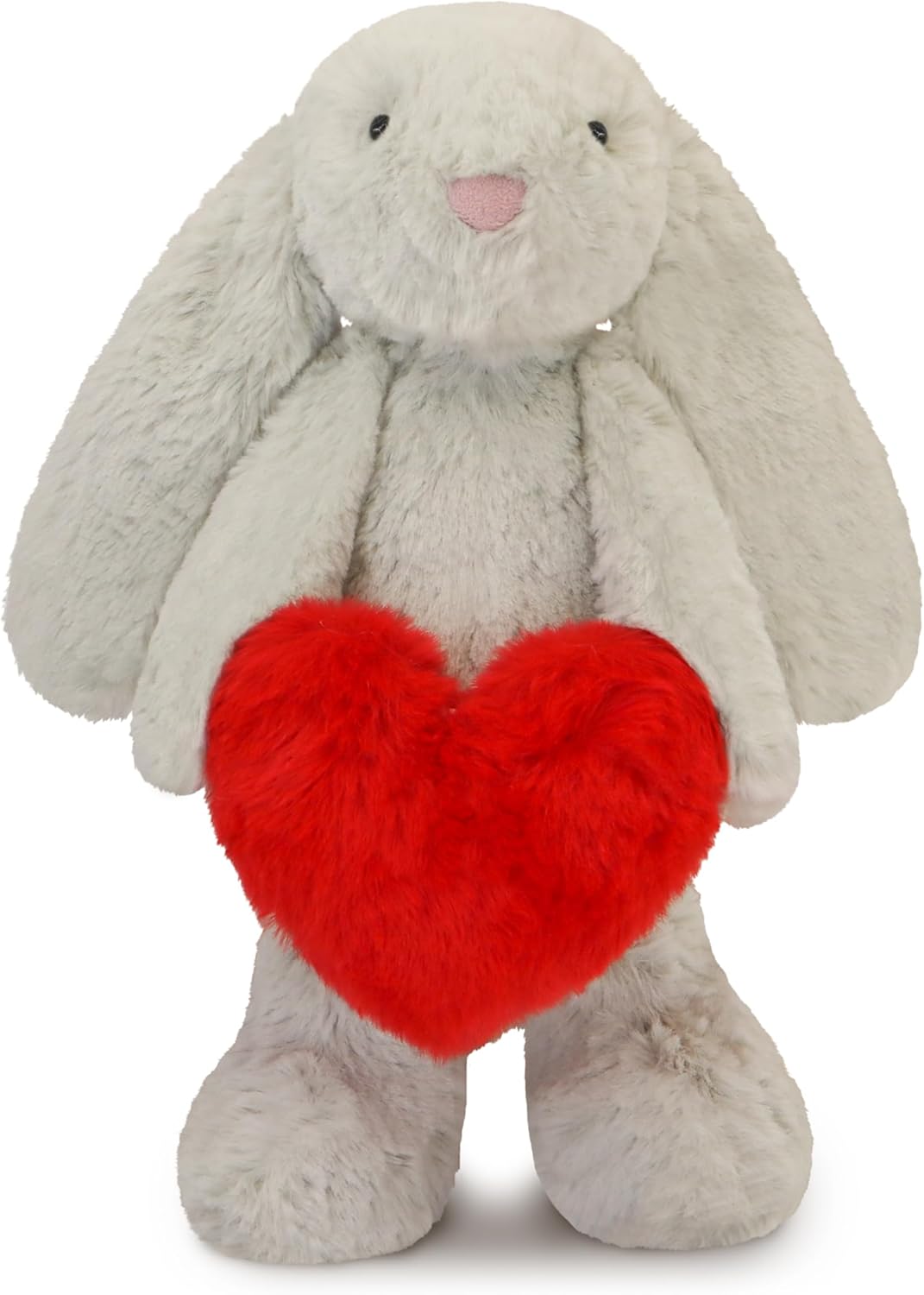 Bunny Stuffed Animal, Loving Soft Rabbit Plush Toys with Holding Heart for Valentine Day, Sweet Romantic Anniversary Birthday Gift for Her Girls Boys Girlfriend (Gray)