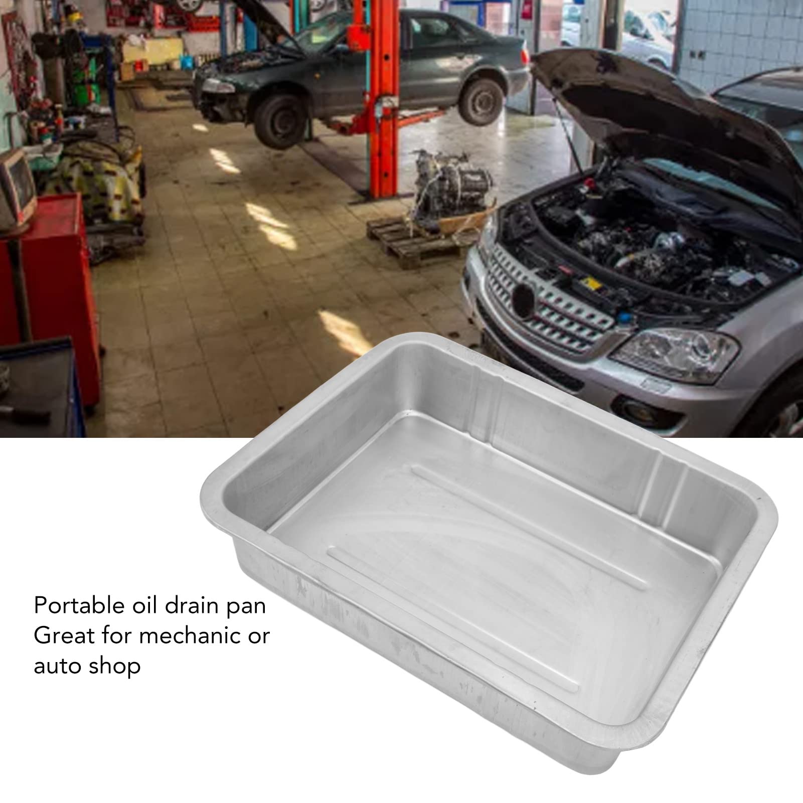 Lot de 2 bacs de vidange d'huile universels en métal sans fuite avec poignées 10 l robustes pour voiture, moto, bateau, atelier, garage