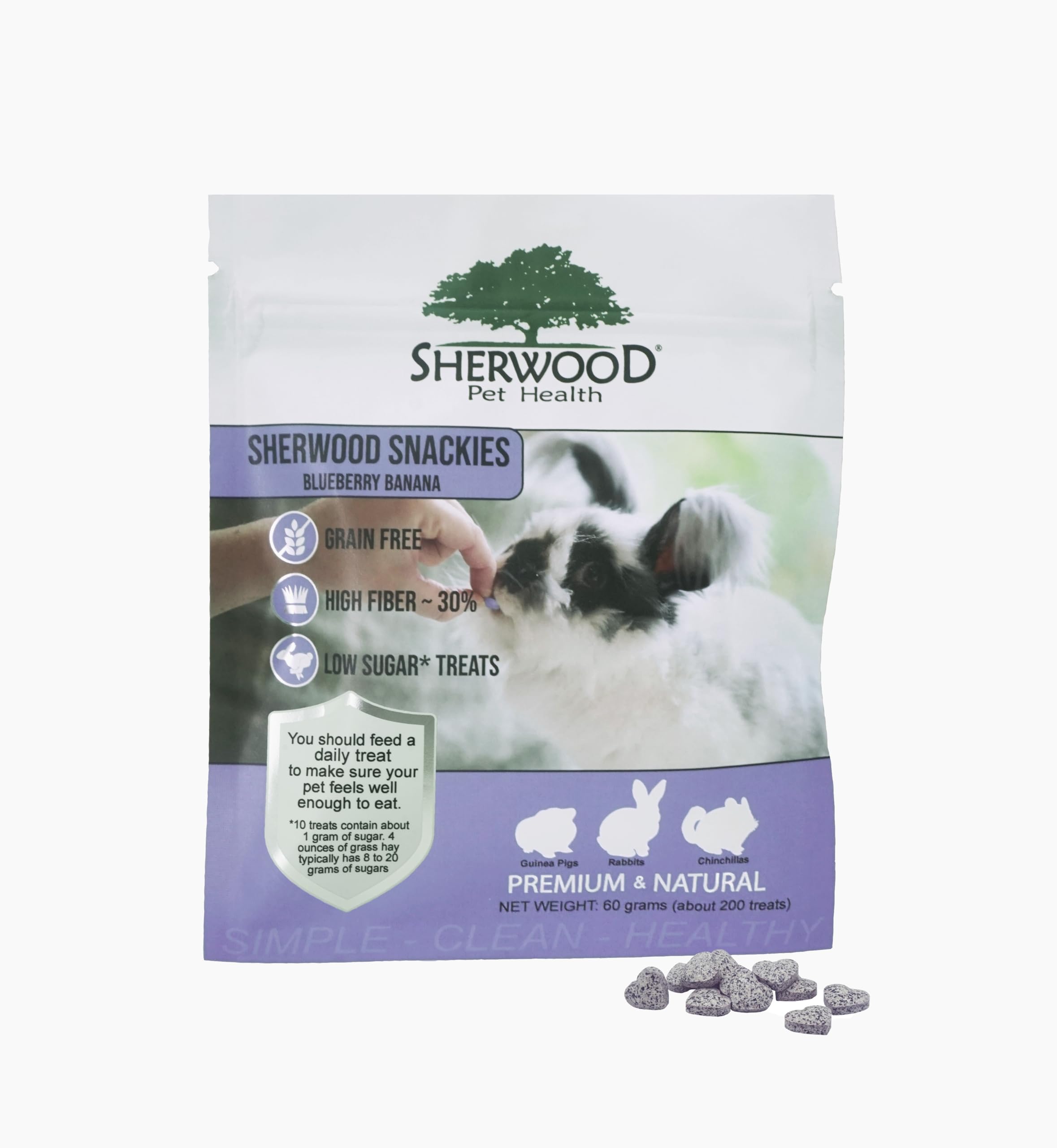 Sherwood Pet Health Snackies for Chinchillas, Rabbits & Guinea Pigs, Grain-Free, Real Fruit, Low Sugar and High in Fiber Treats in Multiple Flavors