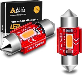 Alla Lighting Super Bright DE3022 DE3021 LED Bulbs, Red Dome, Map, Trunk, Step Courtesy Lights, 31mm 7065 3428 CAN-Bus Interior Festoon Lamps