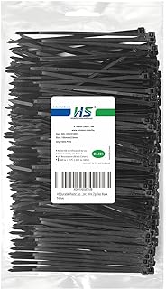 HS Durable Plastic Zip Ties 4 Inch (Bulk-1000 Pack) Small Tie Wraps Thin 18 Lbs Self-Locking Nylon Cable Ties for Electronics Organizer, Wire Zip Ties UV Rated Black