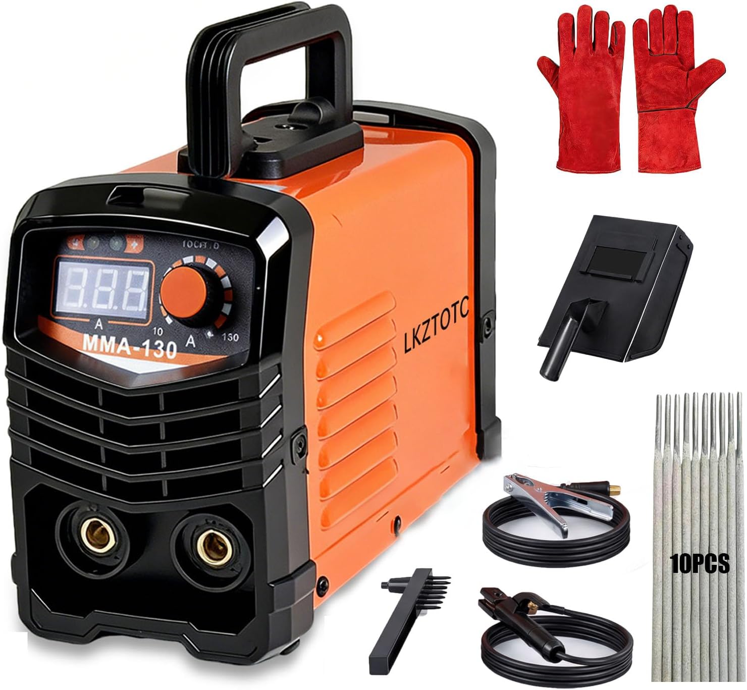 130A Stick Welder 110V, Mini Arc Welder Machine, IGBT Inverter Portable Welding Machine Kit for Home DIY Beginners, with Gloves, Welding Mask, 10 Rods & Wire Brush(Orange)