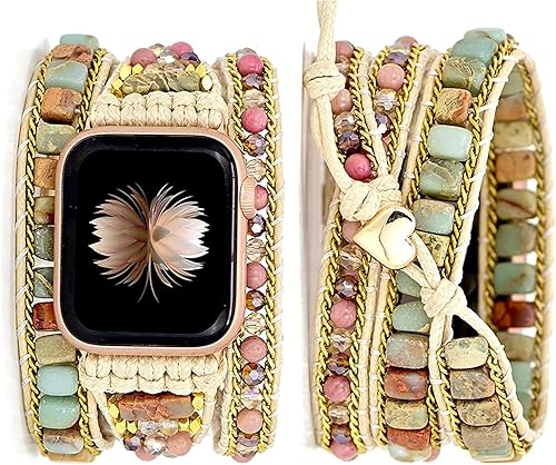 ARMIDO Handmade Apple Watch Band,Compatible with Apple Watch 38mm40mm41mm,Beaded Boho Watch Bracelet for Iwatch Series 87654321SE,Iwatch Bands for