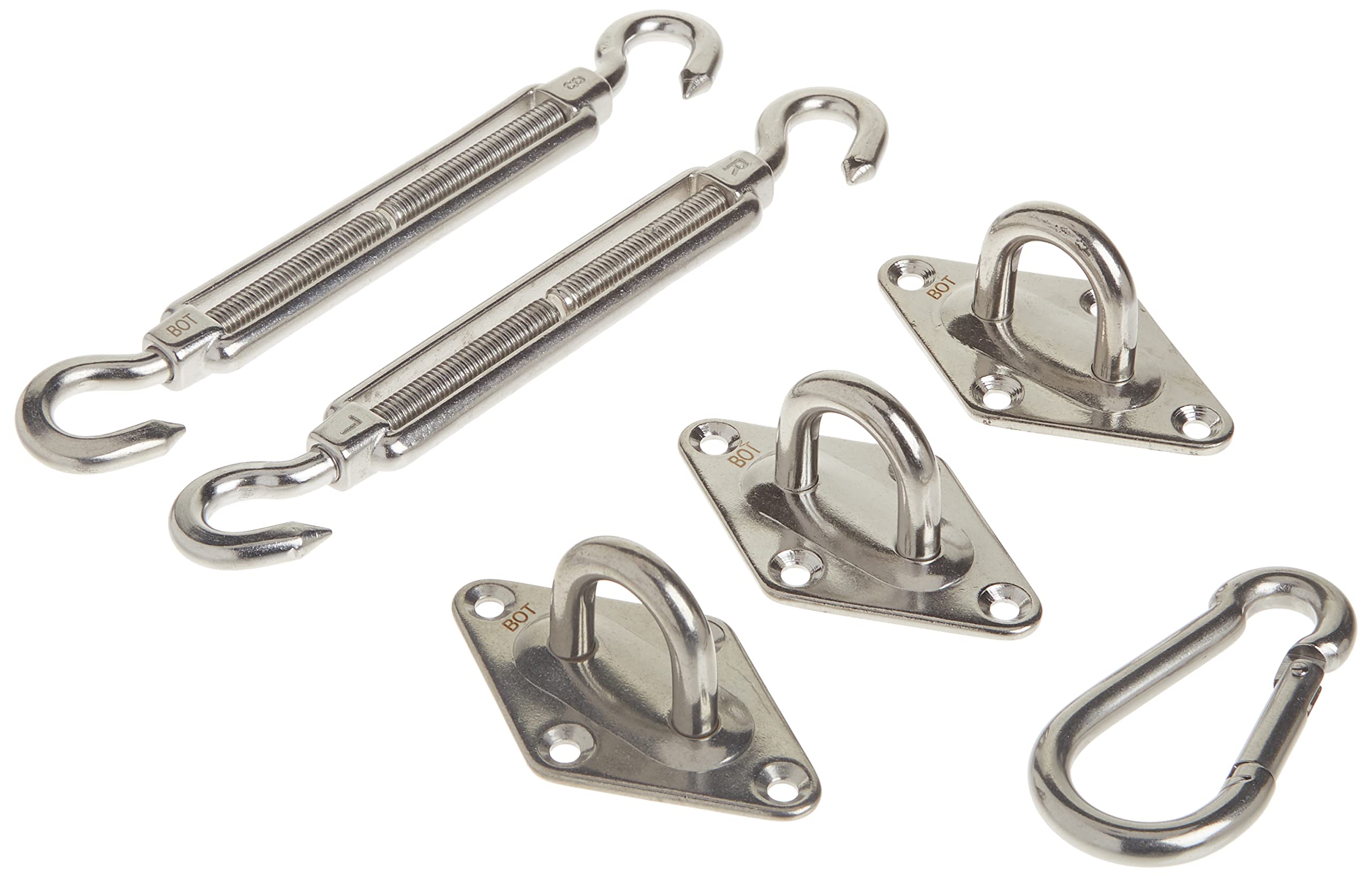 BlueDot Trading 316 Stainless Steel Corrosion Resistance Shade Sail Hardware Kit for Triangle Shade Sails to Attach to Any Structure, Tree, or Pole
