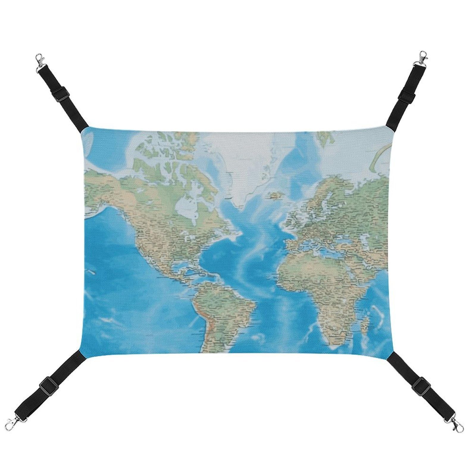 Hamac pour chat suspendre contre l'ennui tissu doux respirant motif carte du monde