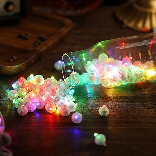 Miniatura 5 de Aogist - 100 piezas de luces de globo blanco cálido con gancho, tiempo de espera prolongado, luz mini impermeable para fiesta de cumpleaños, boda,