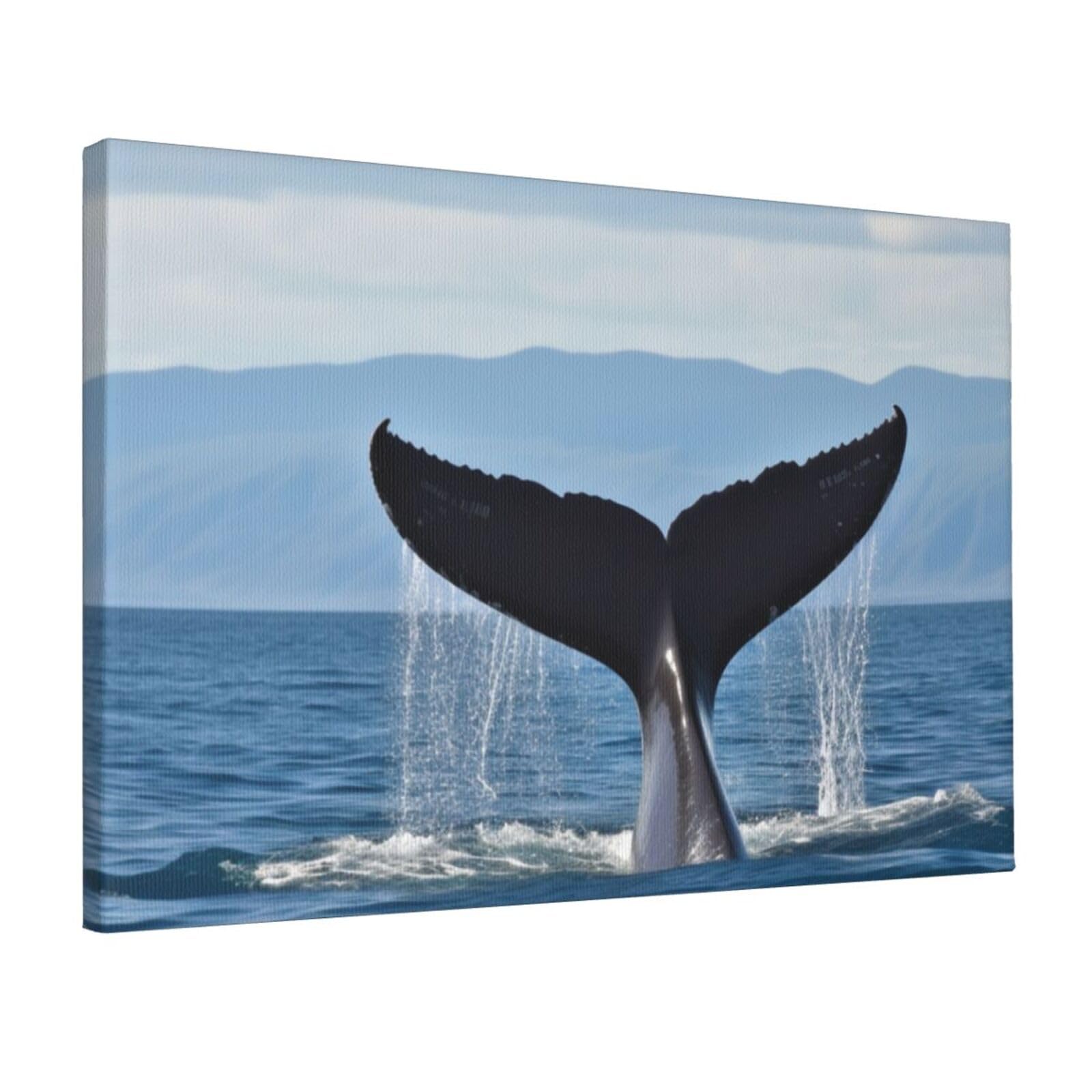 KLOPH Whale Tail Canvas Wall Art for Living Room 12"x18" Modern Artwork Painting for Bathroom Hanging Canvas Prints Aesthetic Wallart for Bedroom Kitchen Office Wall Decor