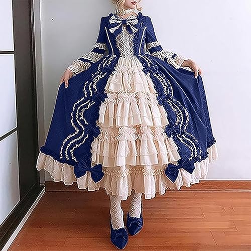 Miniatura 5 de SHOPESSA Vestido victoriano para mujer, vestido de lolita francesa, disfraz de princesa, vestido renacentista, manga acampanada, corte de cosplay