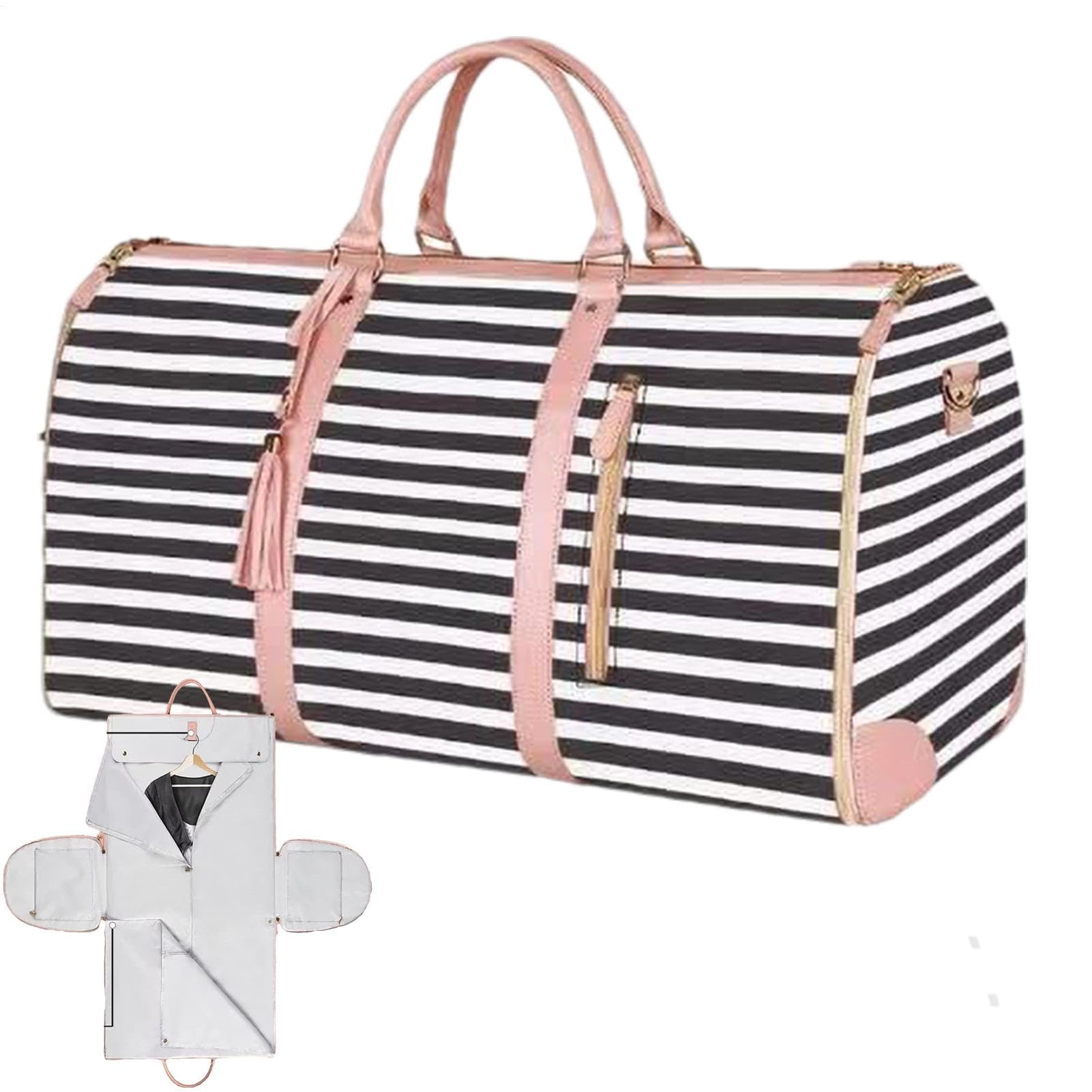 Torby podróżne, torba podróżna ze skóry PU z przegrodą na buty, 20 | 5 x 10 x 12,5 sportowa torba na siłownię, idealna na podróż samolotu, stylowa torba na ramię na weekendową noc, Czarne i różo